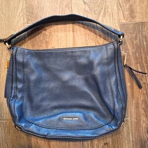 Michael Kors Blue Leather Zipper Shoulder Purse